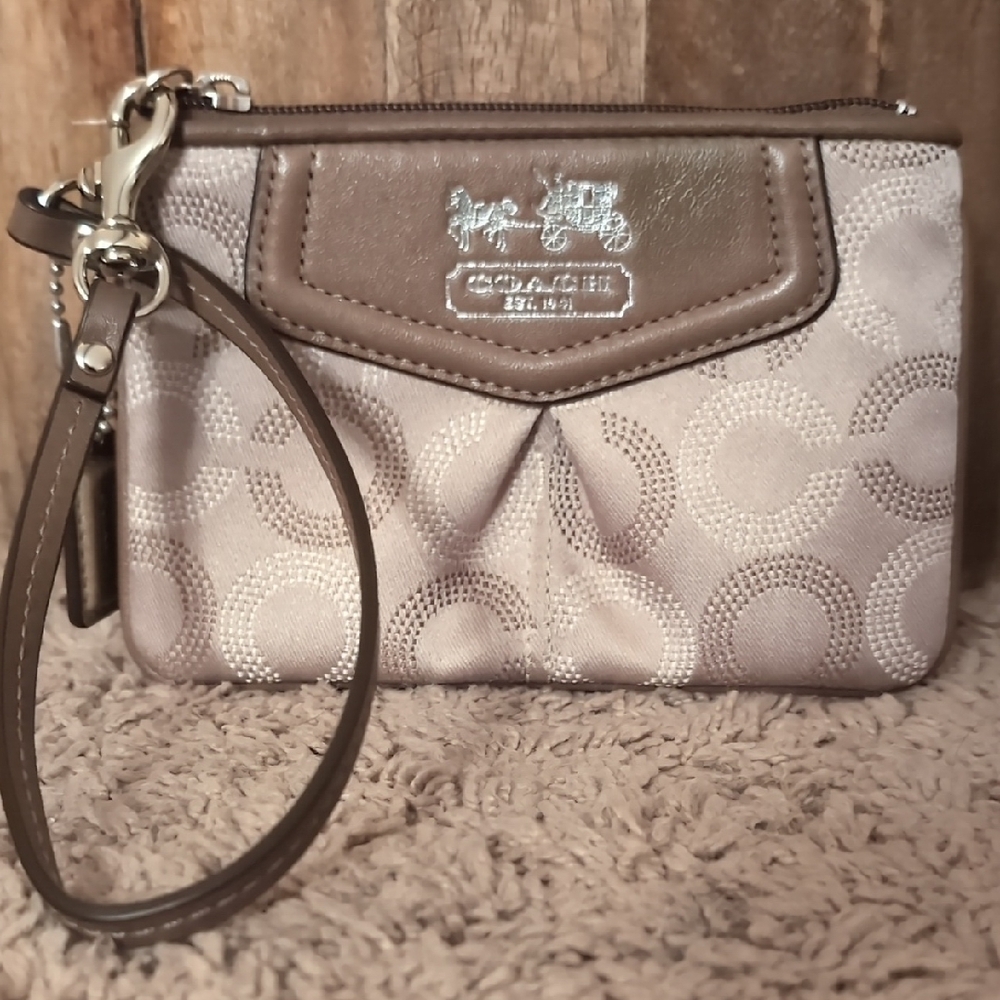 Coach Brown and Cream Wristlet